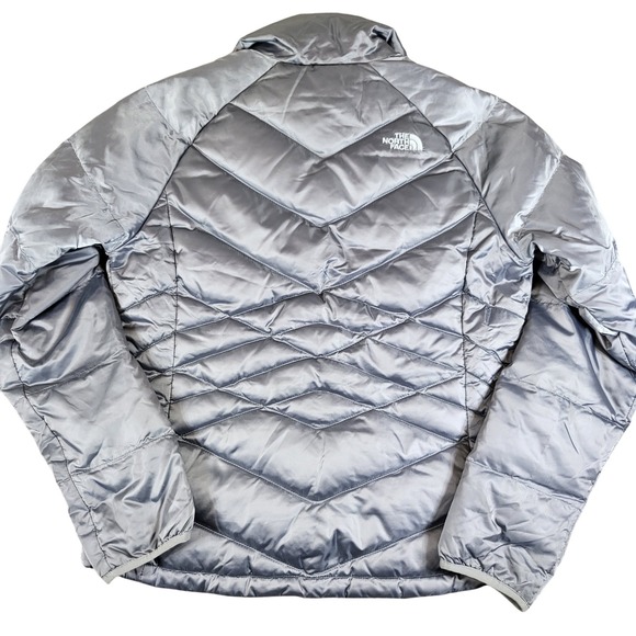 The North Face Womens 650 Down Puffer Jacket Gray Medium‎ Quilted Coat - Picture 3 of 11